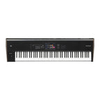 Korg Nautilus 88-key music workstation with digital display and control knobs, perfect for professional music production.