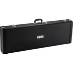 Korg limited edition opsix SE 61-note synthesizer keyboard with case in platinum finish, featuring control knobs and display screen.