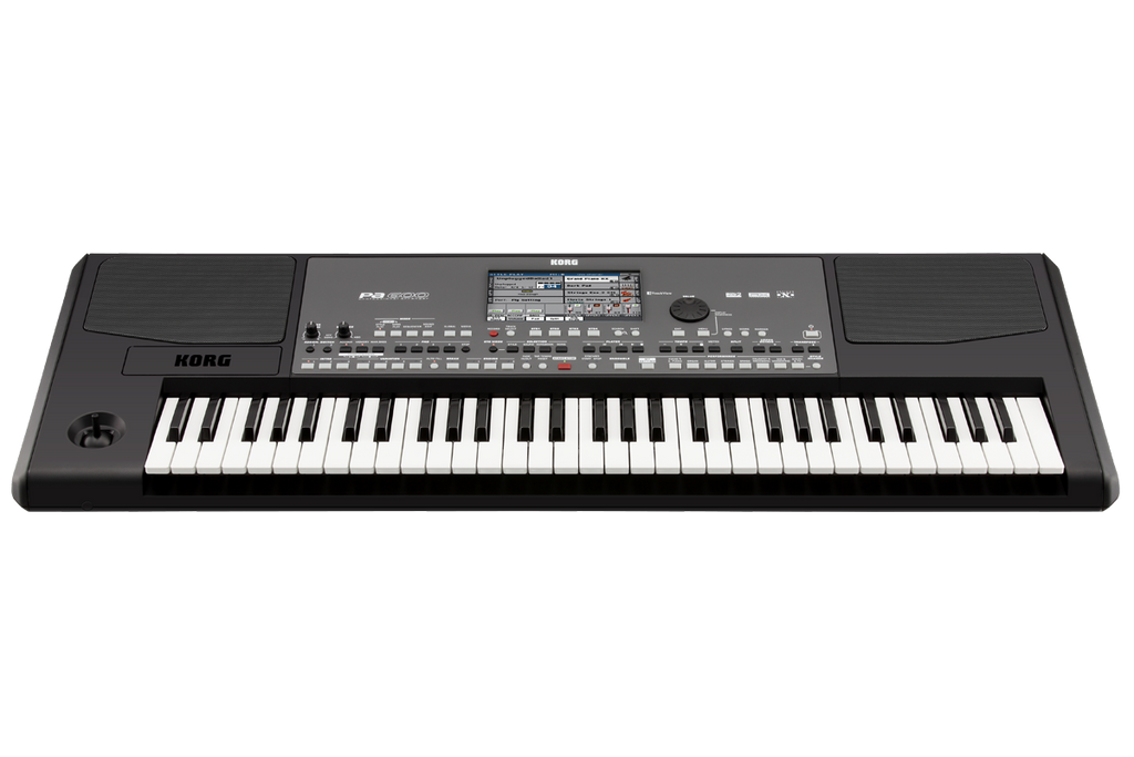 Korg PA600 professional arranger keyboard with multiple control knobs and full-sized keys for stage performance and music production.