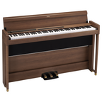 Korg Poetry 88-note hammer action digital piano with black finish, featuring keyboard keys and control panel.