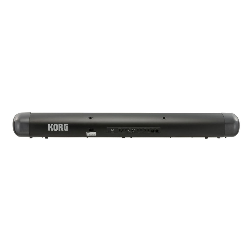 Korg SV-2 88-key stage vintage piano in black, featuring a sleek design and classic keyboard layout for performance use.