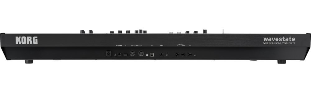 Korg Wavestate SE 61-note digital synthesizer keyboard with case, featuring wave sequencing and black finish.