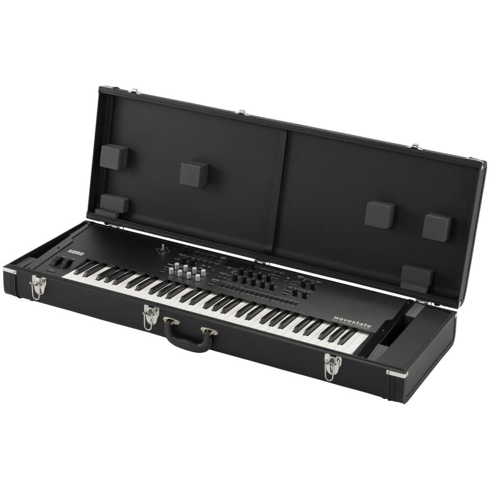 Korg Wavestate SE 61-note digital synthesizer keyboard with case, featuring wave sequencing and black finish