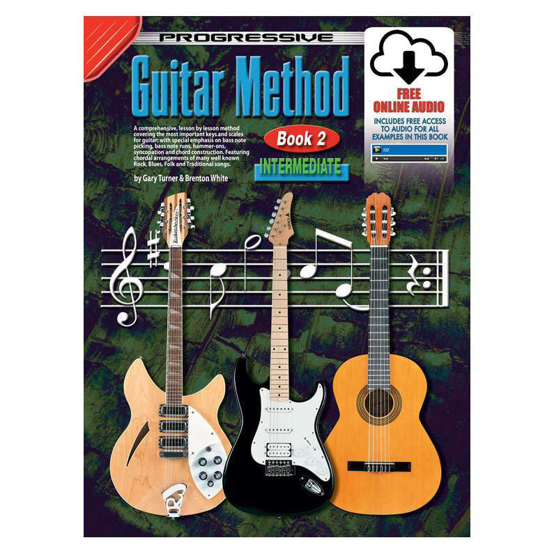Progressive KPGM2X Guitar Method Book 2 by Learn To Play Books with online media, featuring guitar exercises and instructional content.