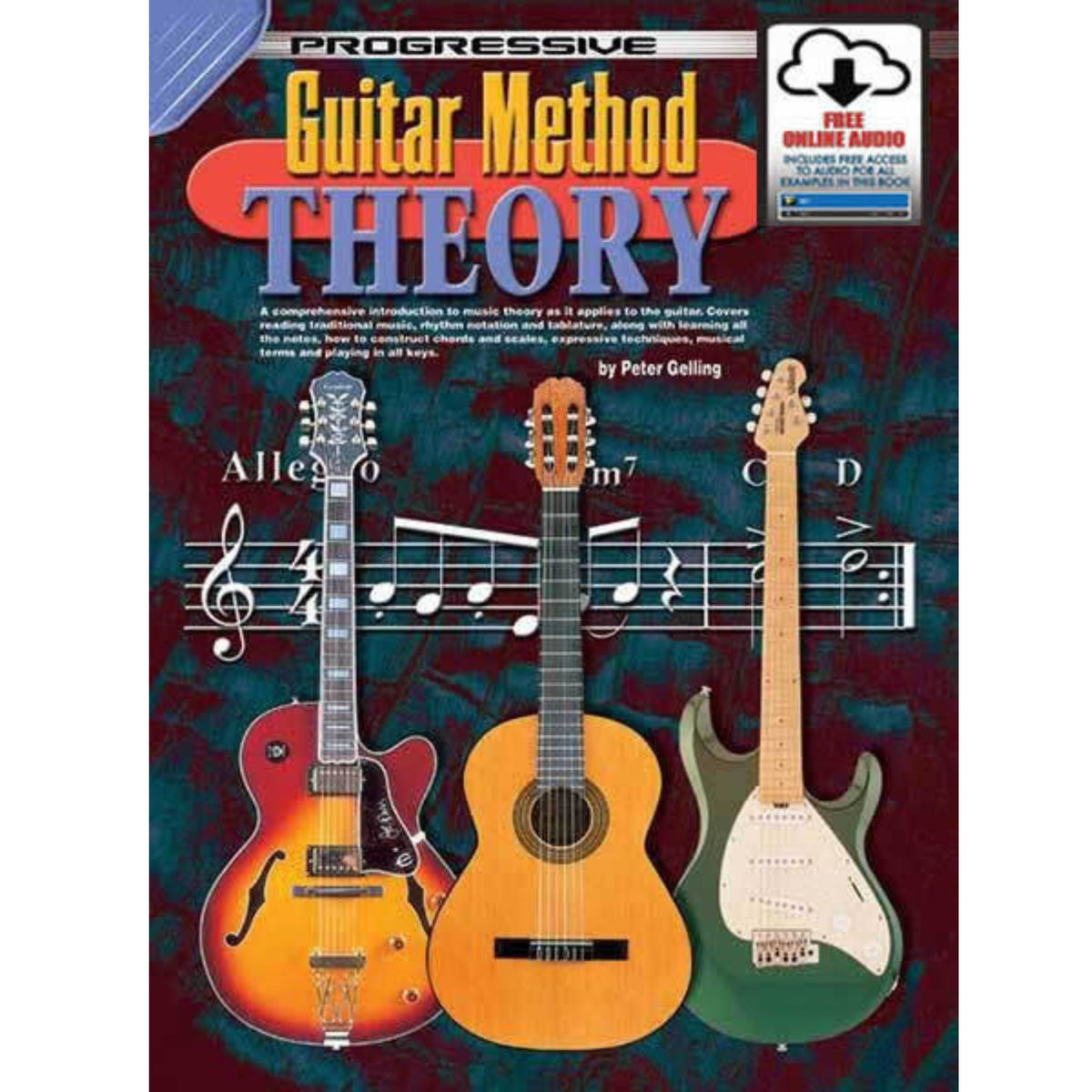 Progressive KPGMT1CP guitar method book and CD from Books, featuring guitar theory exercises and instructional content.
