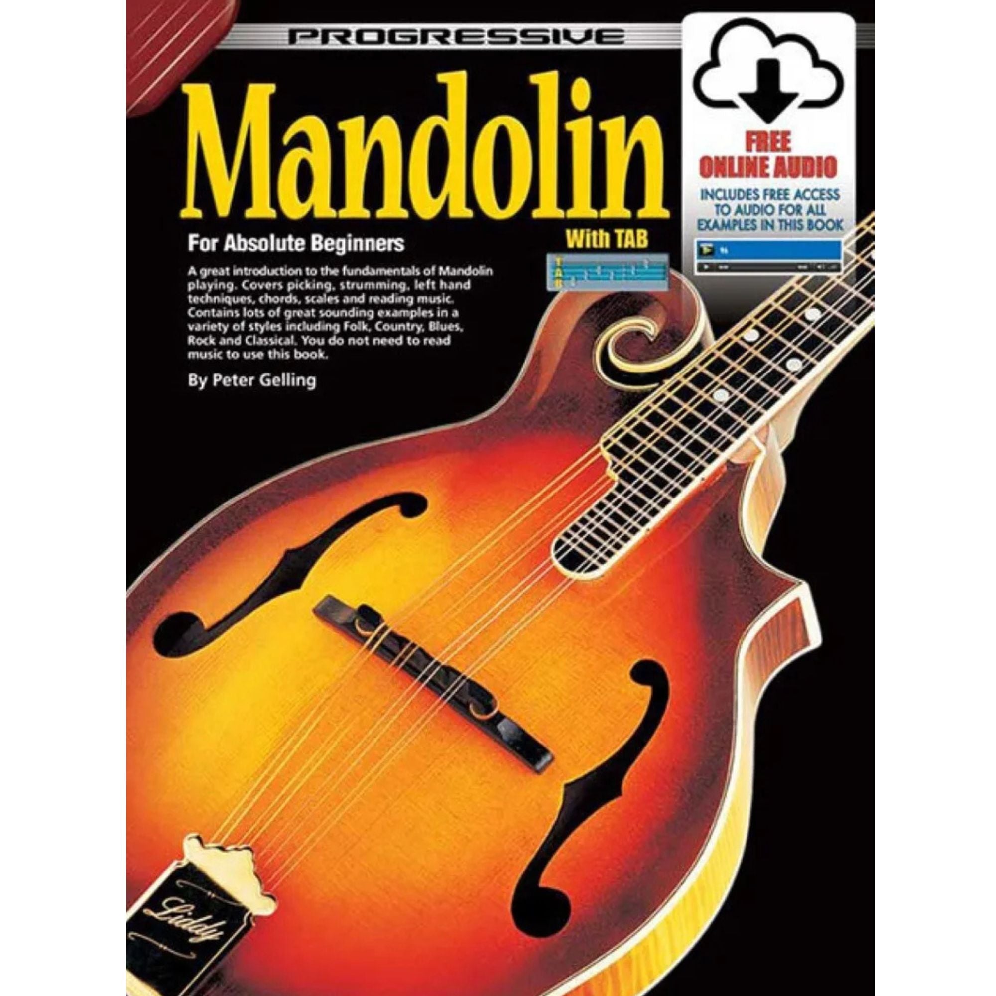 Progressive KPMDCP mandolin book and online media from Learn To Play Books, featuring instructional content and practice materials.
