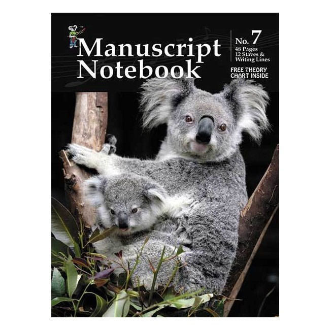 Progressive KPMS7 Manuscript Notebook with 48 pages, 12 staves and writing lines for guitar music composition and notation.