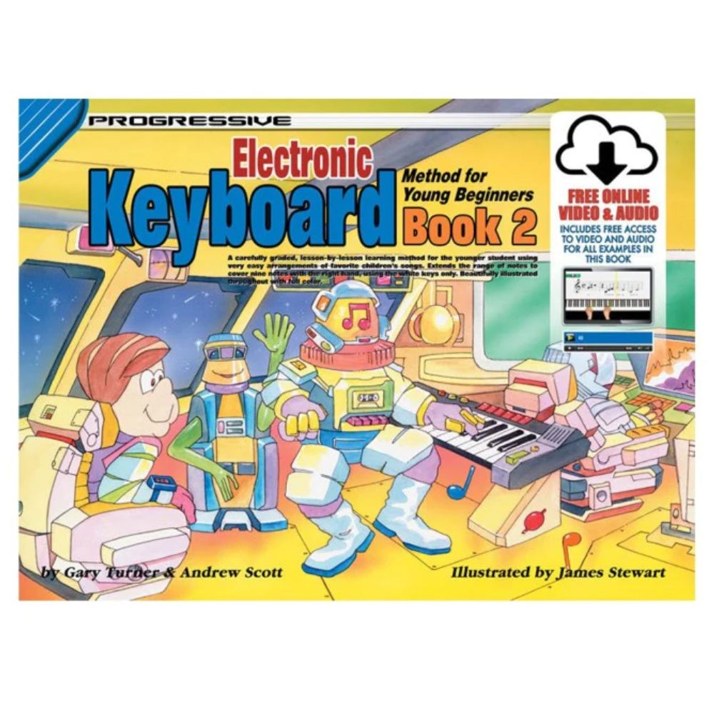 Progressive KPYE2X piano method book for young beginners by Learn To Play Books, showing colorful cover and keyboard illustrations.