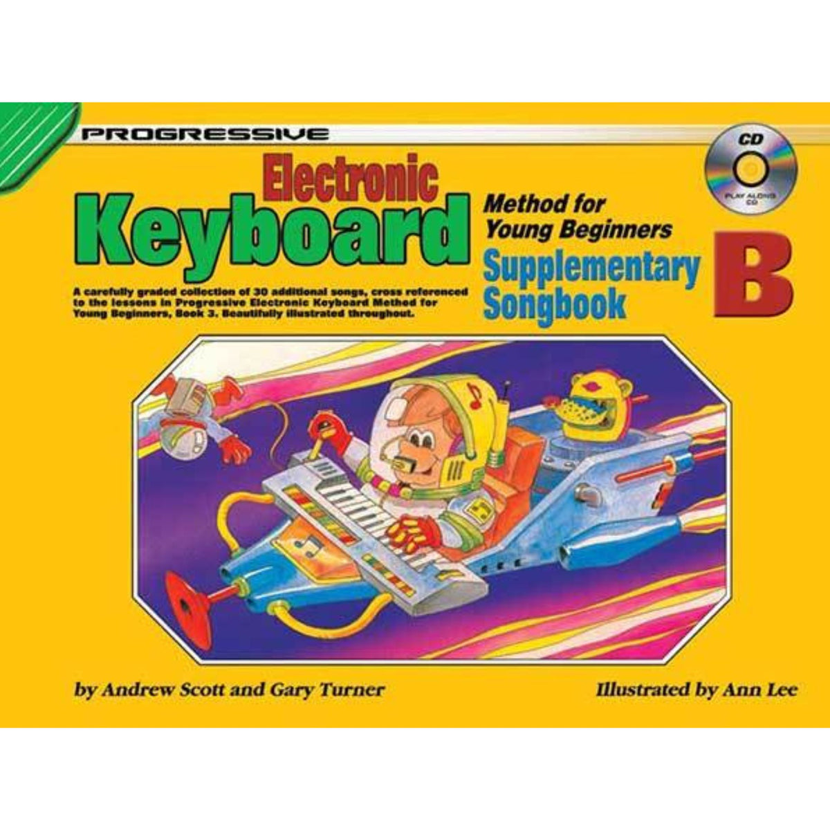 Progressive KPYESBCP young beginners electronic keyboard piano book with supplementary song book and CD, designed for new learners.