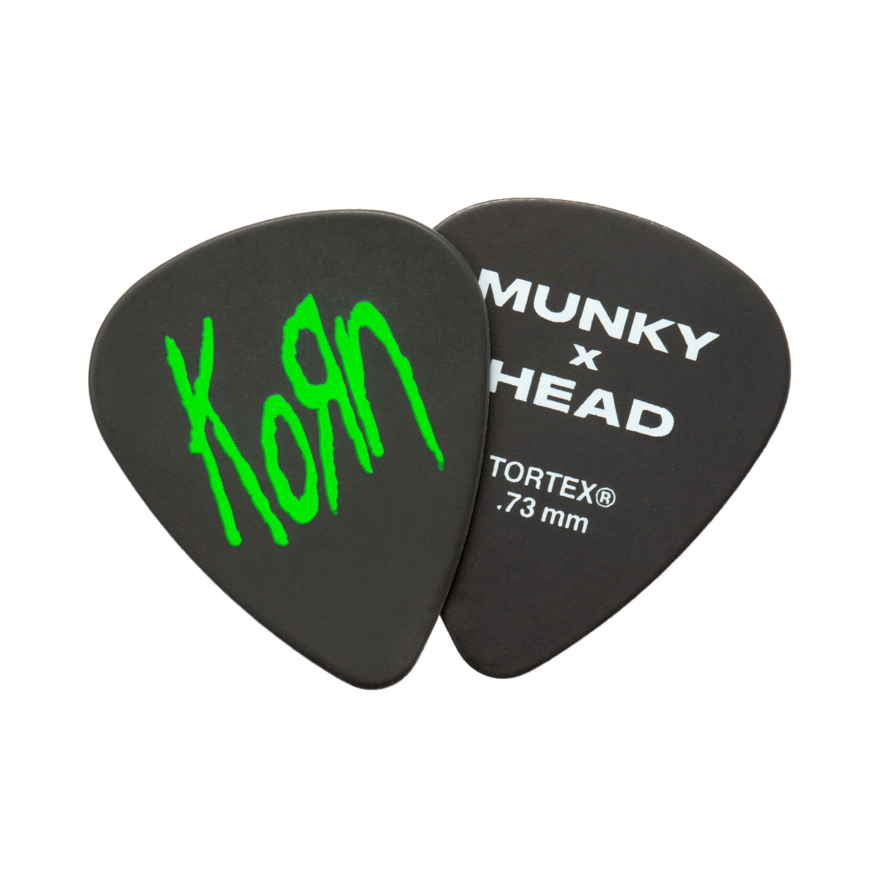 Jim Dunlop Korn Heavy Core Custom 7-string electric guitar strings with included picks, featuring black packaging and string details.