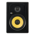 KRK Kreate 8 active studio monitor showing a sleek black 8-inch two-way speaker with control knobs on the front panel