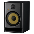 KRK Rokit RP8G5 5 Gen5 studio monitor speaker, single, with black and yellow design and front-facing speaker grille.