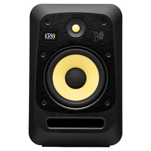 KRK V4 Series 8-inch black studio monitor speaker for professional audio production.