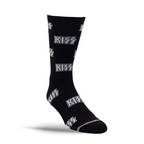Perris Licensed Kiss All Over Logo Large Crew Socks in Black-1 Pair
