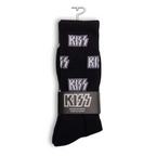 Perris Licensed Kiss All Over Logo Large Crew Socks in Black-1 Pair