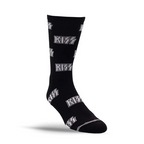 Perris Licensed Kiss All Over Logo Large Crew Socks in Black-1 Pair