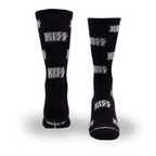 Perris Licensed Kiss All Over Logo Large Crew Socks in Black-1 Pair