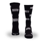 Perris Licensed Kiss All Over Logo Large Crew Socks in Black-1 Pair