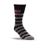 Perris Licensed Kiss Lightning Stripes Large Crew Socks in Charcoal-1 Pair