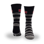 Perris Licensed Kiss Lightning Stripes Large Crew Socks in Charcoal-1 Pair