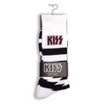 Perris Licensed Kiss Lightning Stripes Large Crew Socks in White-1 Pair