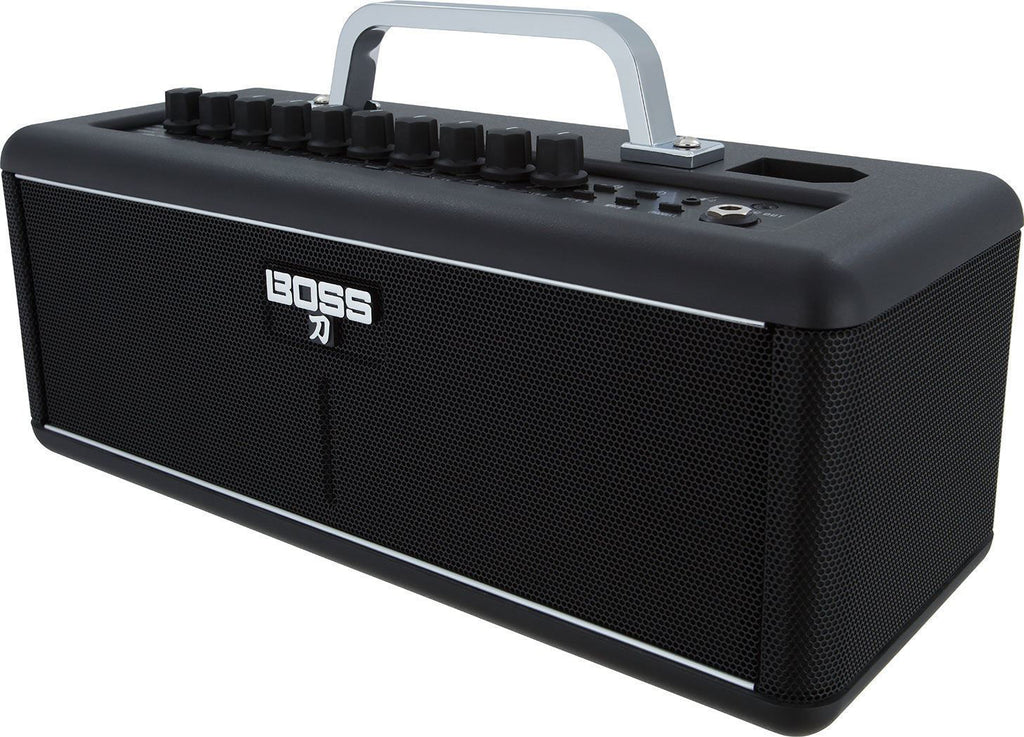 BOSS Katana Air wireless guitar amplifier with 30-watt speaker, compact design, and control panel for versatile sound.