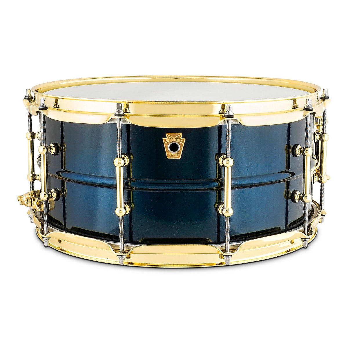 Ludwig Supraphonic chrome snare drum 6.5x14 with brass hardware, midnight blue finish, limited edition, drum kit accessory