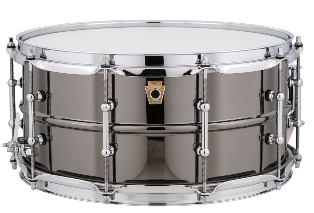 Ludwig L1LB417T 14x6.5 Inch Black Beauty Smooth Brass Shell Tube Lugs Snare Drum - Black Chrome