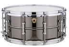 Ludwig L1LB417T 14x6.5 Inch Black Beauty Smooth Brass Shell Tube Lugs Snare Drum - Black Chrome