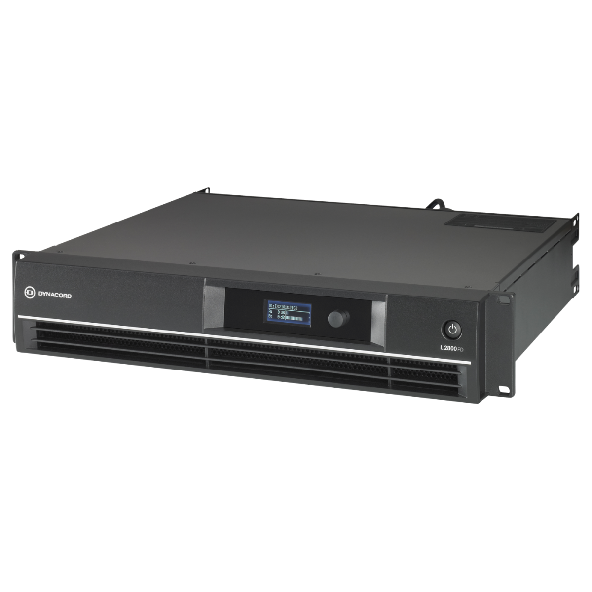Dynacord L2800FD power amplifier with dual 1400 watts output, showcasing its sleek design and robust build.