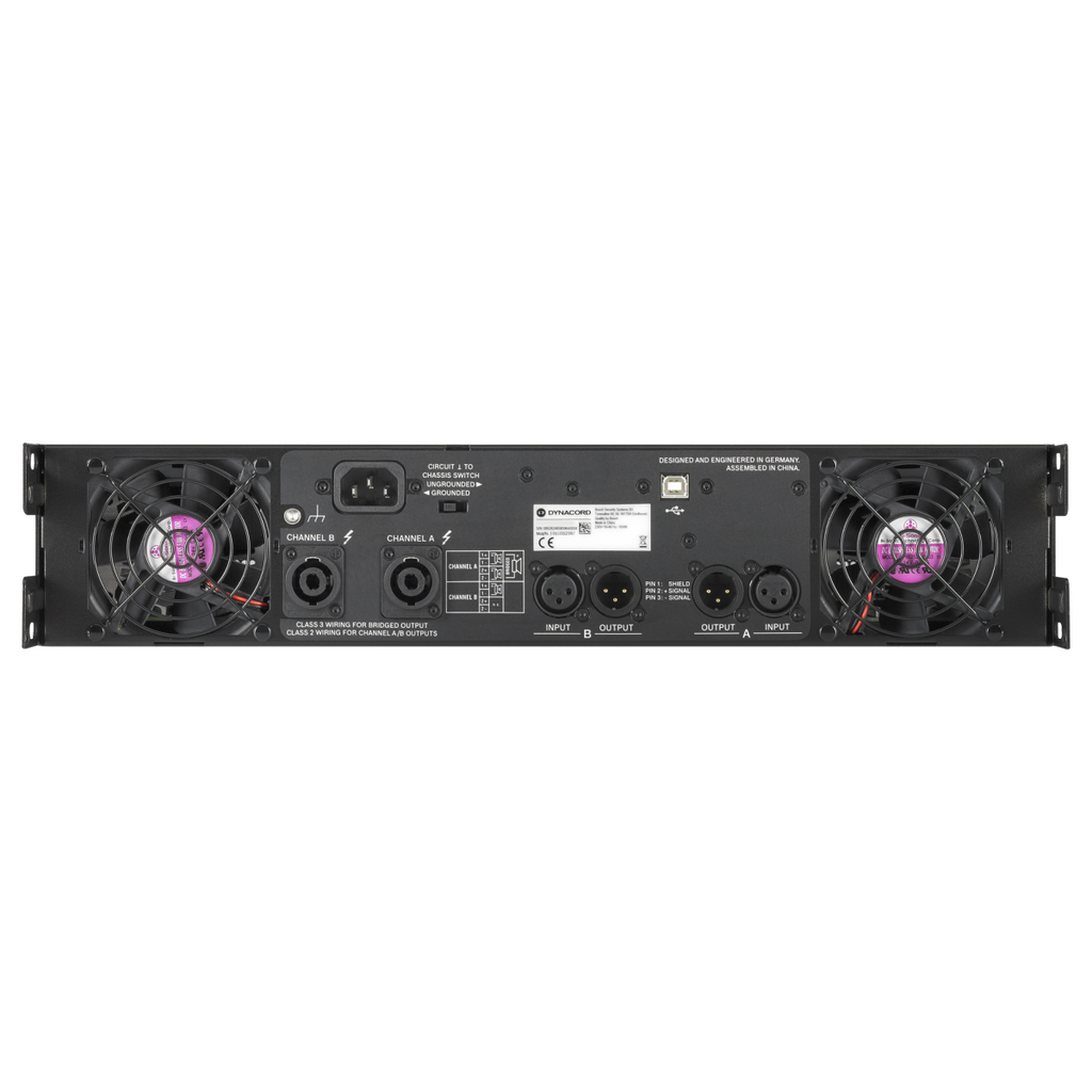 Dynacord L2800FD power amplifier showcasing dual channels and robust 1400 watts output for high-quality sound.