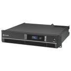 Dynacord L2800FD power amplifier with dual channels, showcasing sleek design and robust build for audio performance.