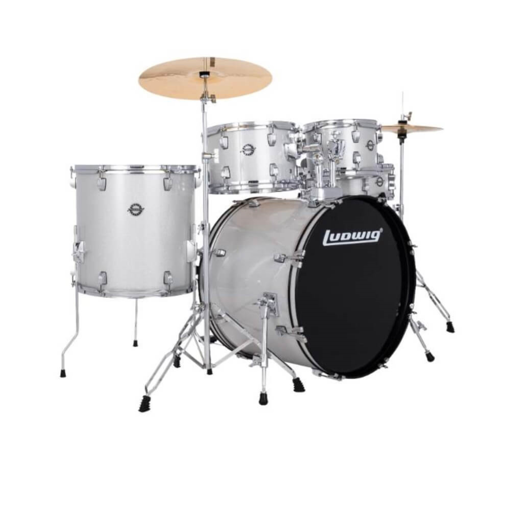 Ludwig Accent Fuse 20/10/12/14+14S 5Pce Drum Kit with Hardware & Cymbals - Silver Sparkle