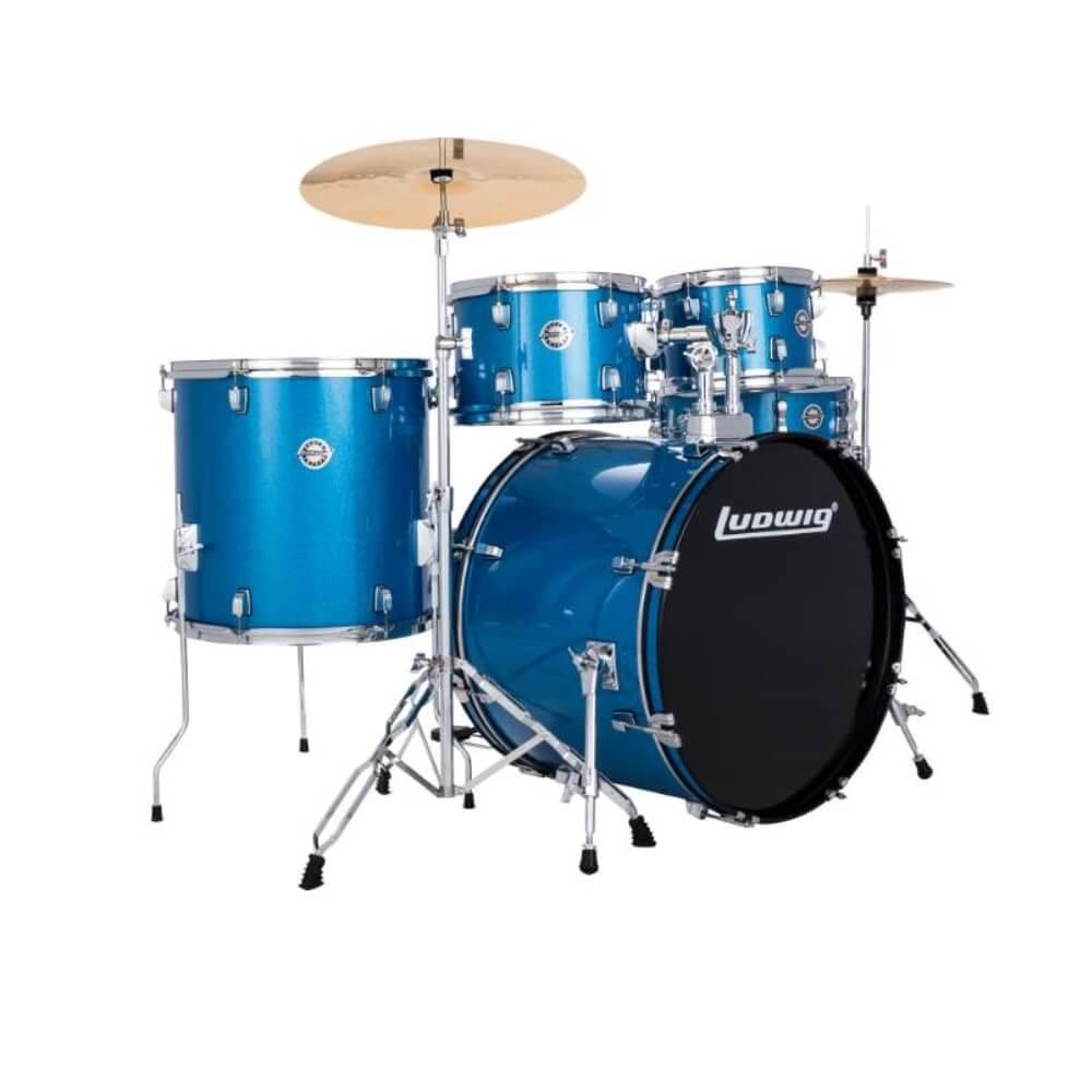 Ludwig Accent Fuse 20/10/12/14+14S 5Pce Drum Kit with Hardware & Cymbals - Blue Sparkle