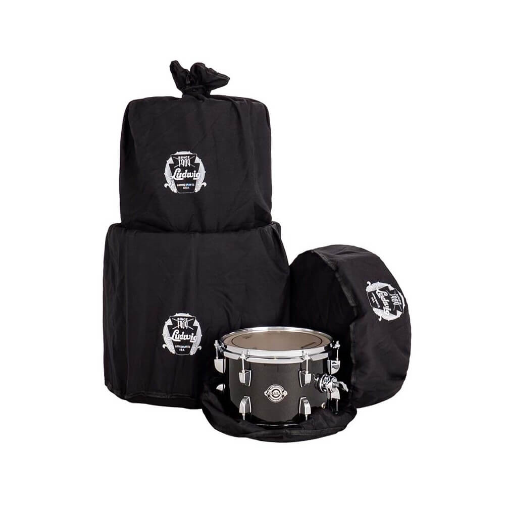 Ludwig Breakbeats black sparkle 4-piece drum kit shell pack with bags, including 16", 10", 13" toms and 14" snare drum