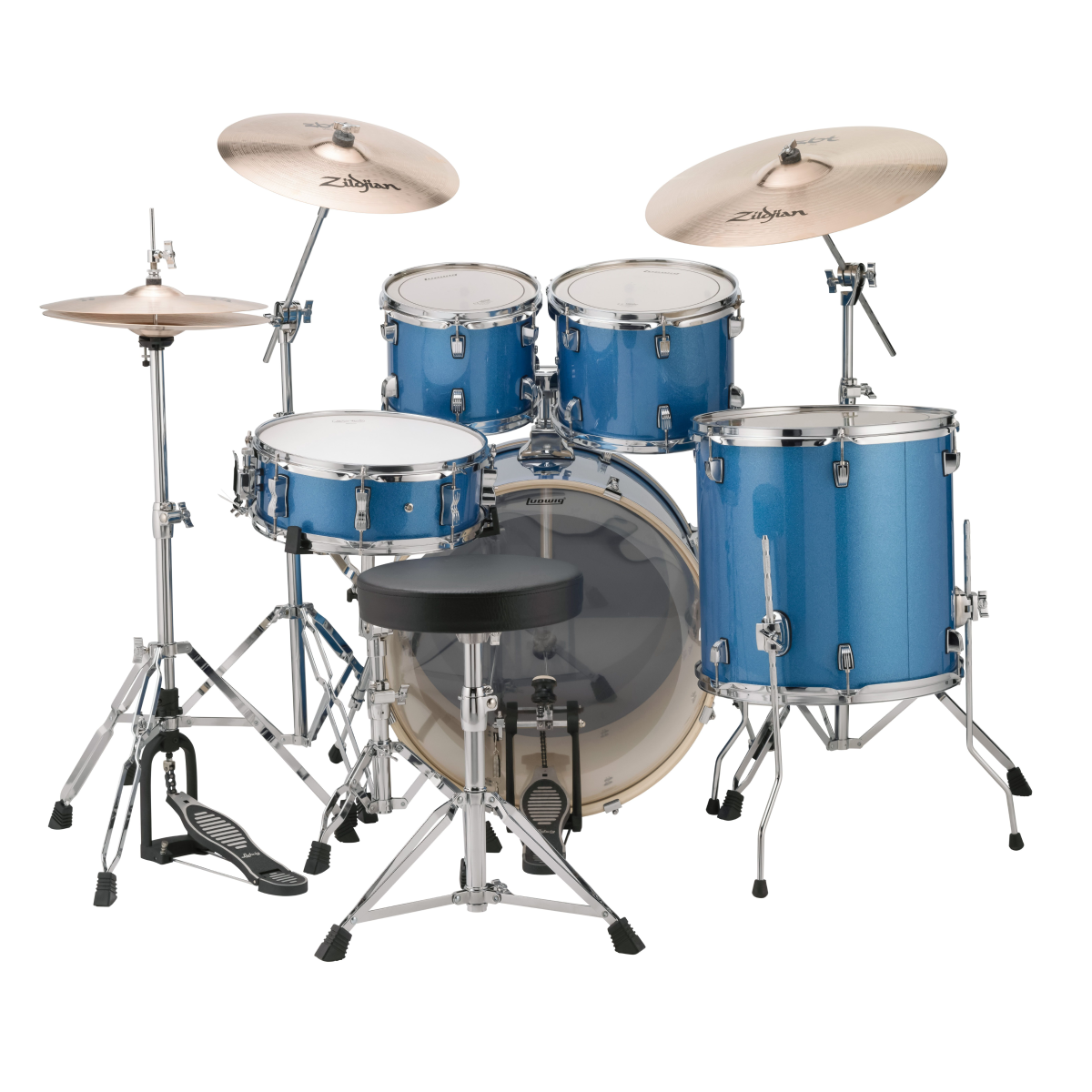 Ludwig Evolution Element 5 Piece Drumkit with Hardware - Blue Sparkle
