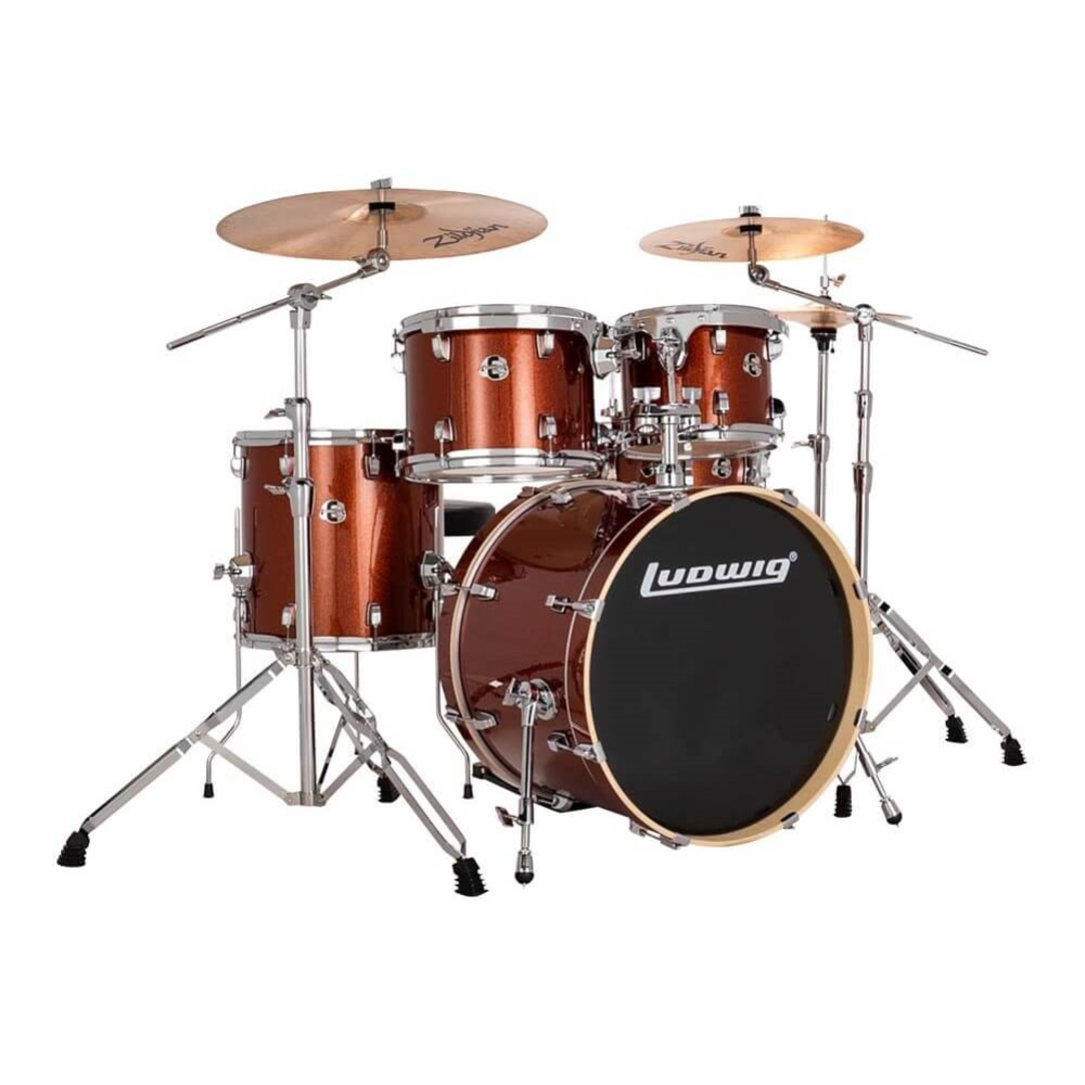 Ludwig Evolution 20/10/12/14+14S 5pce Drum Kit with Hardware - Copper Sparkle