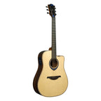 LAG Hyvibe 30 smart acoustic guitar with bearclaw spruce top, showcasing its sleek design and premium wood finish.