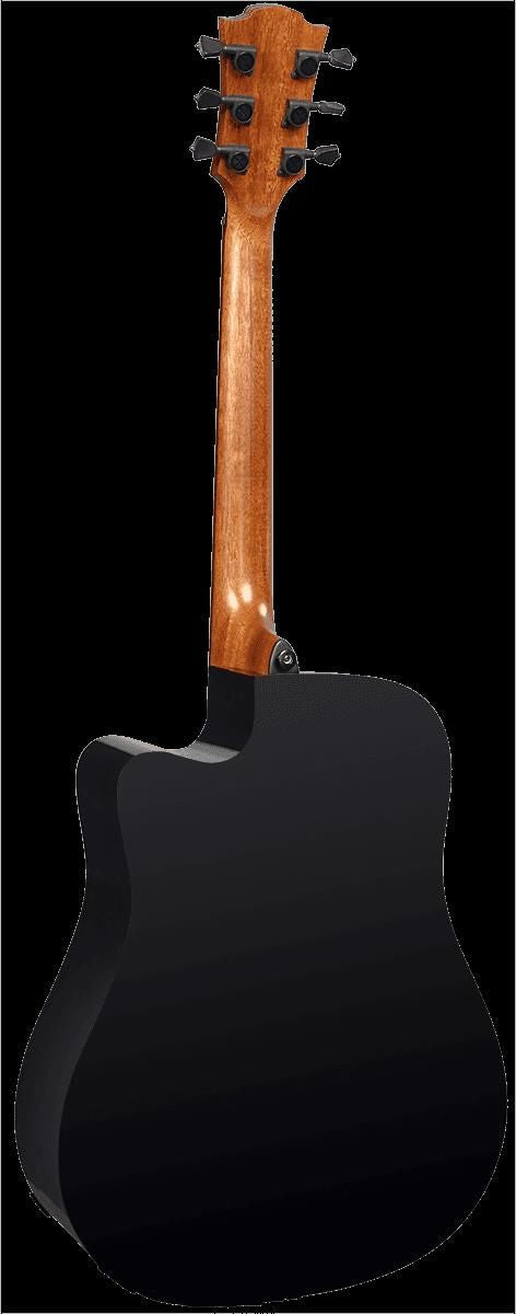 Lag Tramontane T118DCE Black Cutaway Acoustic-Electric Guitar - Cedar Top