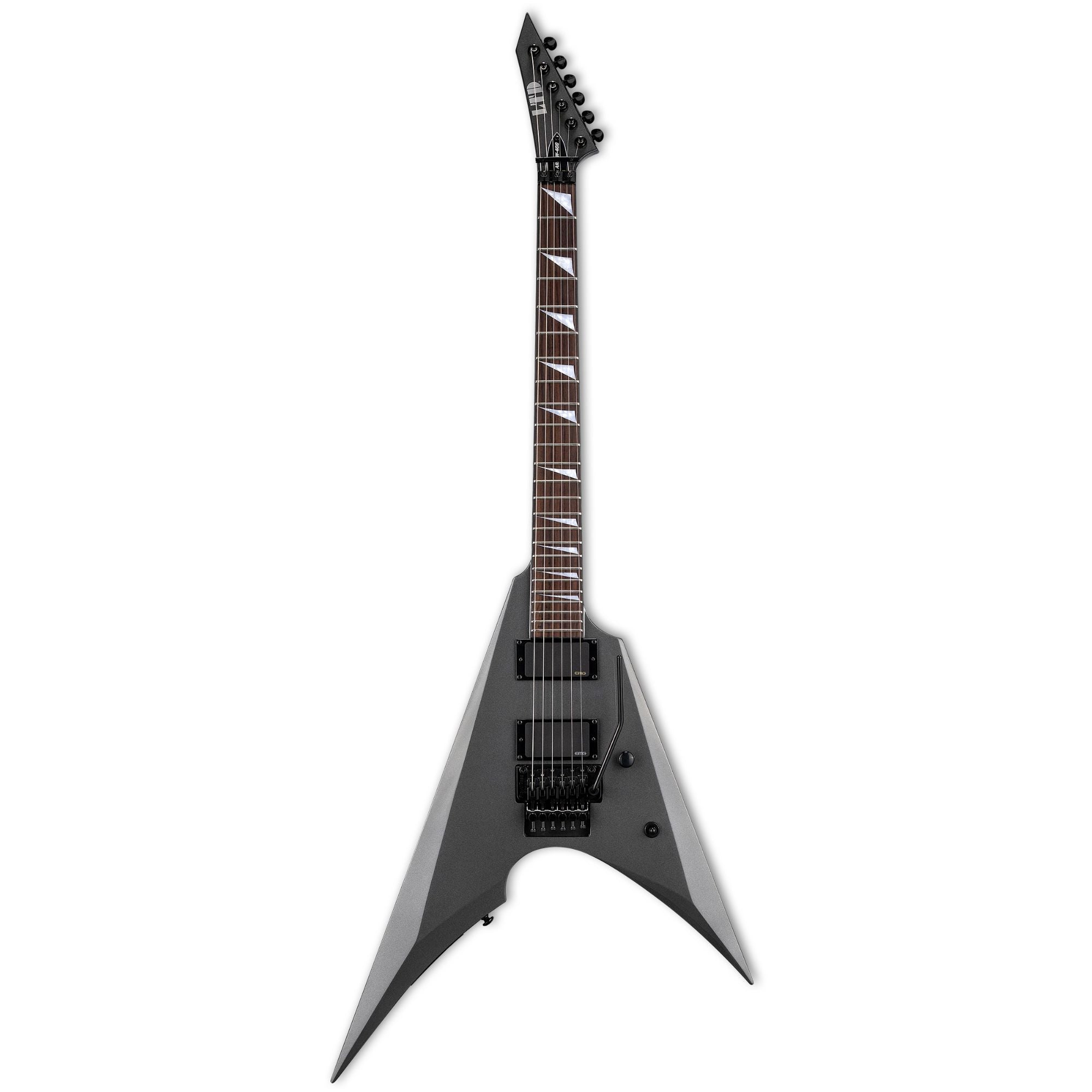 ESP LTD Arrow 400 electric guitar in Charcoal Metallic with sleek body, six strings, and modern hardware.