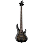 ESP LTD B 204 DX bass guitar in black burst finish, featuring a sleek body, four strings, and modern design.