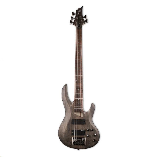LTD B-205 5-String Bass Guitar Spalted Maple Trans Black Satin