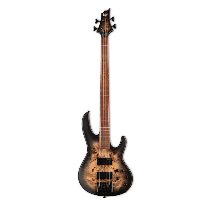 LTD D-4 Bass Guitar Burled Poplar Black Natural Burst Satin