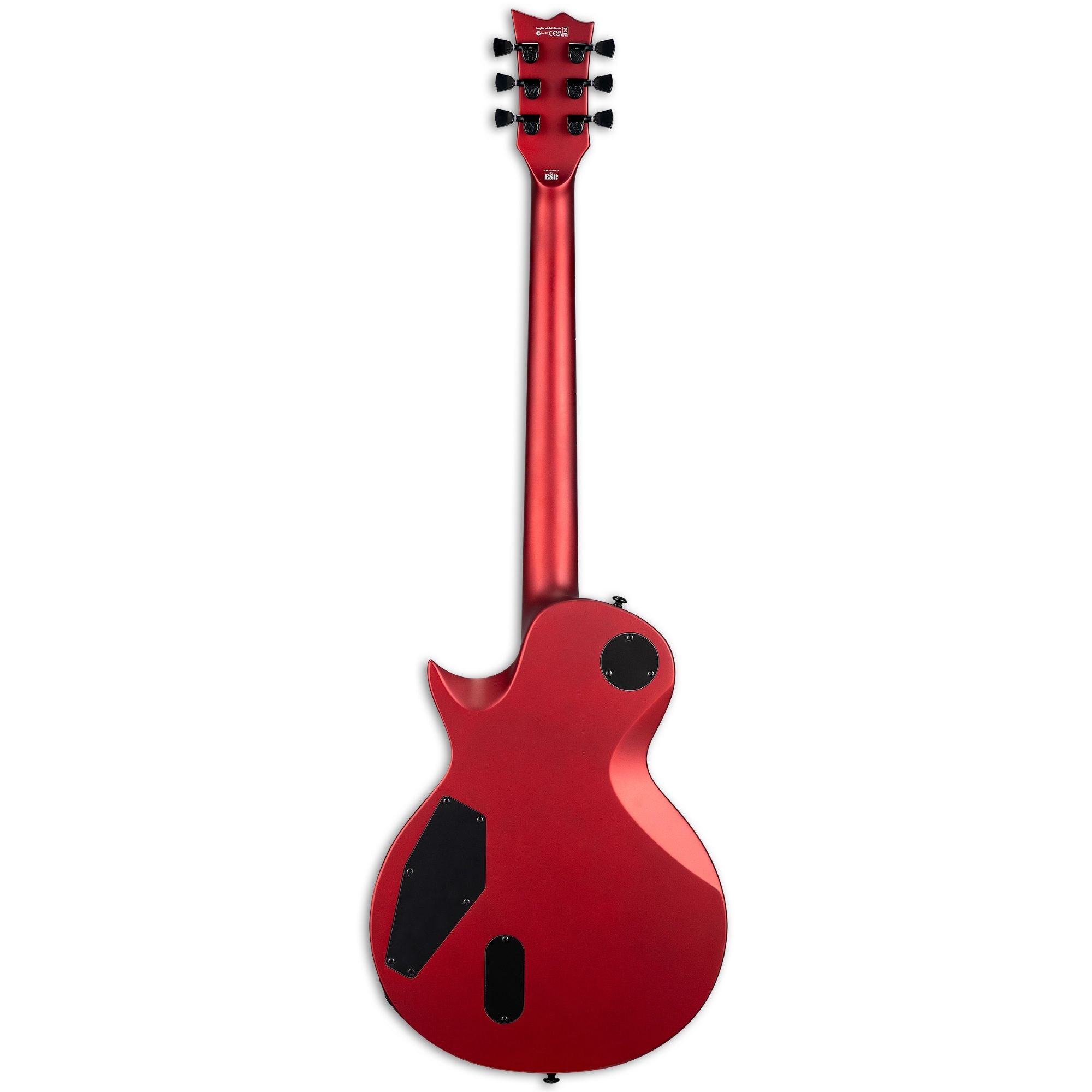 ESP LTD Eclipse electric guitar in Candy Apple Red Satin finish with sleek body and dual humbucker pickups.