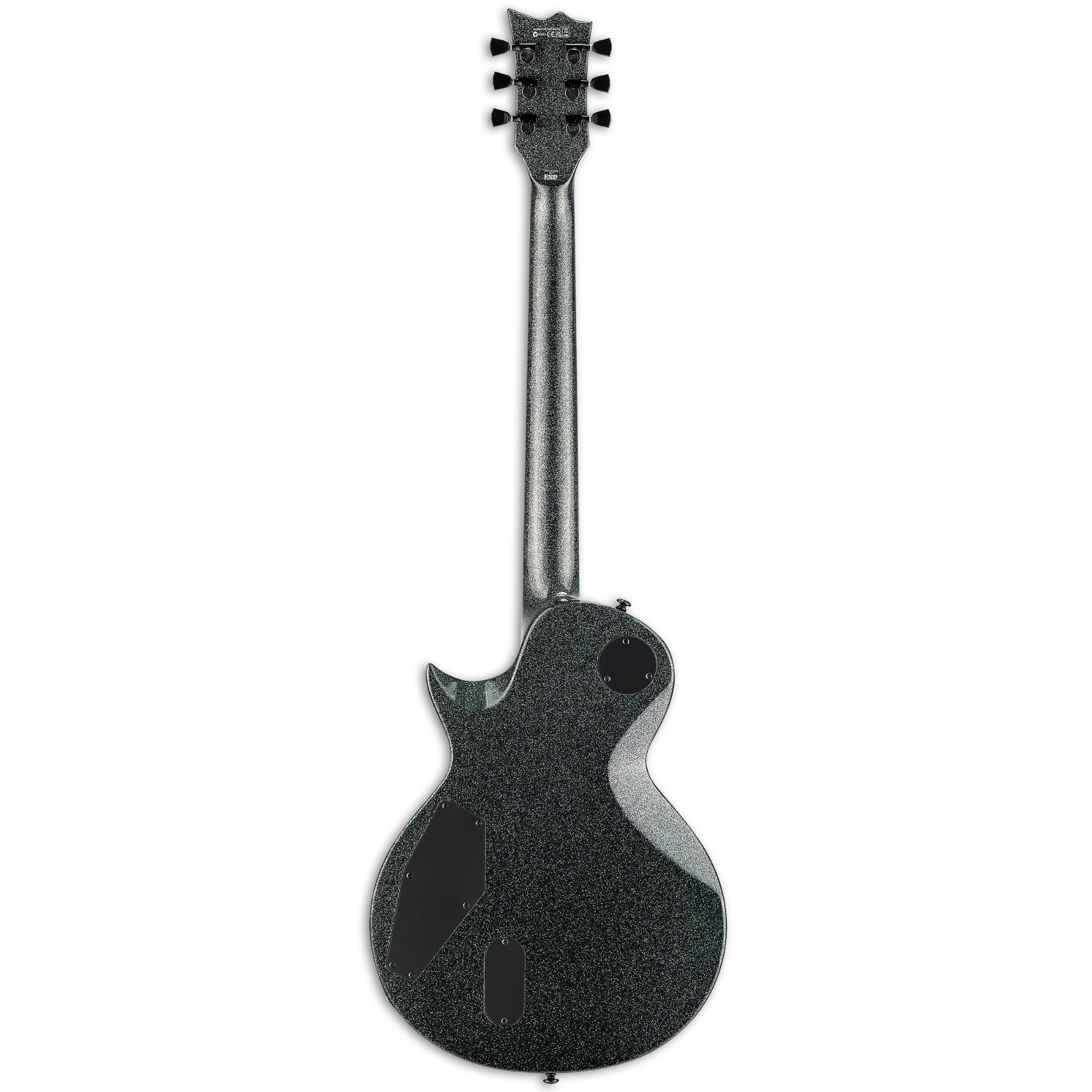 ESP LTD Eclipse electric guitar in granite sparkle finish, showcasing sleek body, chrome hardware, and dual humbucking pickups.