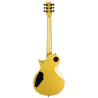 ESP LTD EC 1000 50th Anniversary electric guitar in metallic gold with form-fit case, showcasing sleek design and high-quality finish.