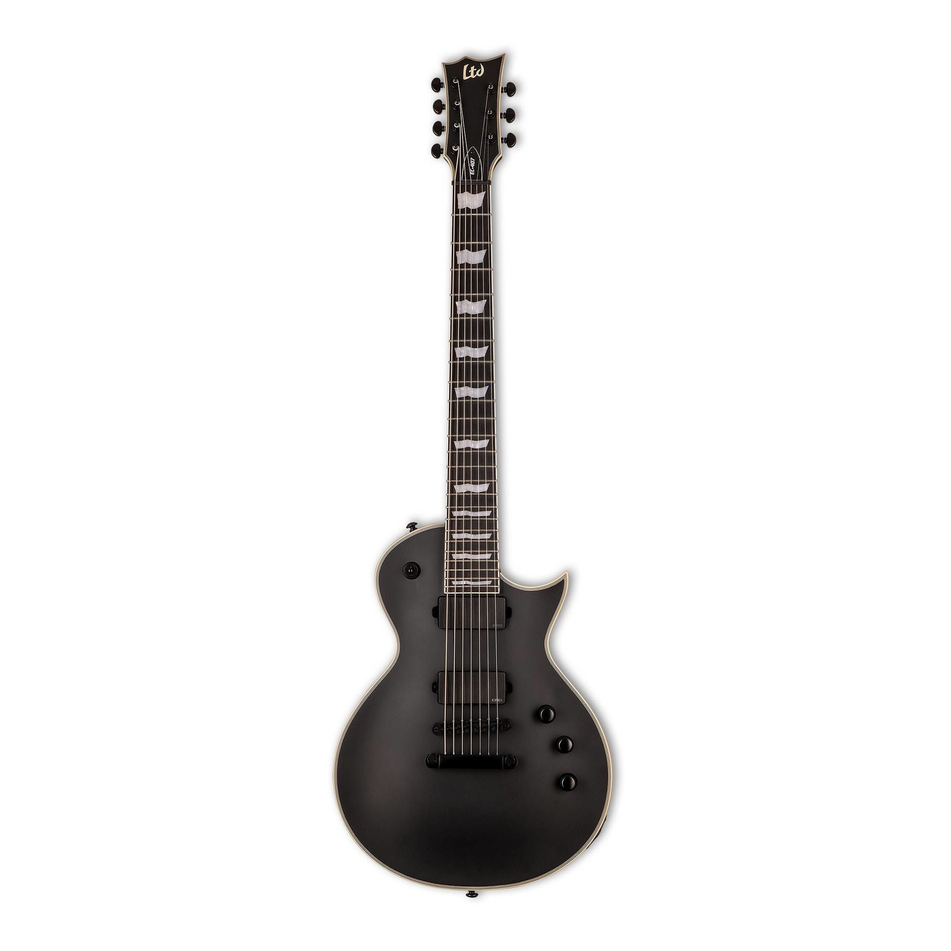 LTD EC-407 Eclipse 7-String Electric Guitar in Black Satin with EMG Pickups