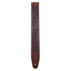 Colonial Leather Flowers Etched Leather Guitar Strap
