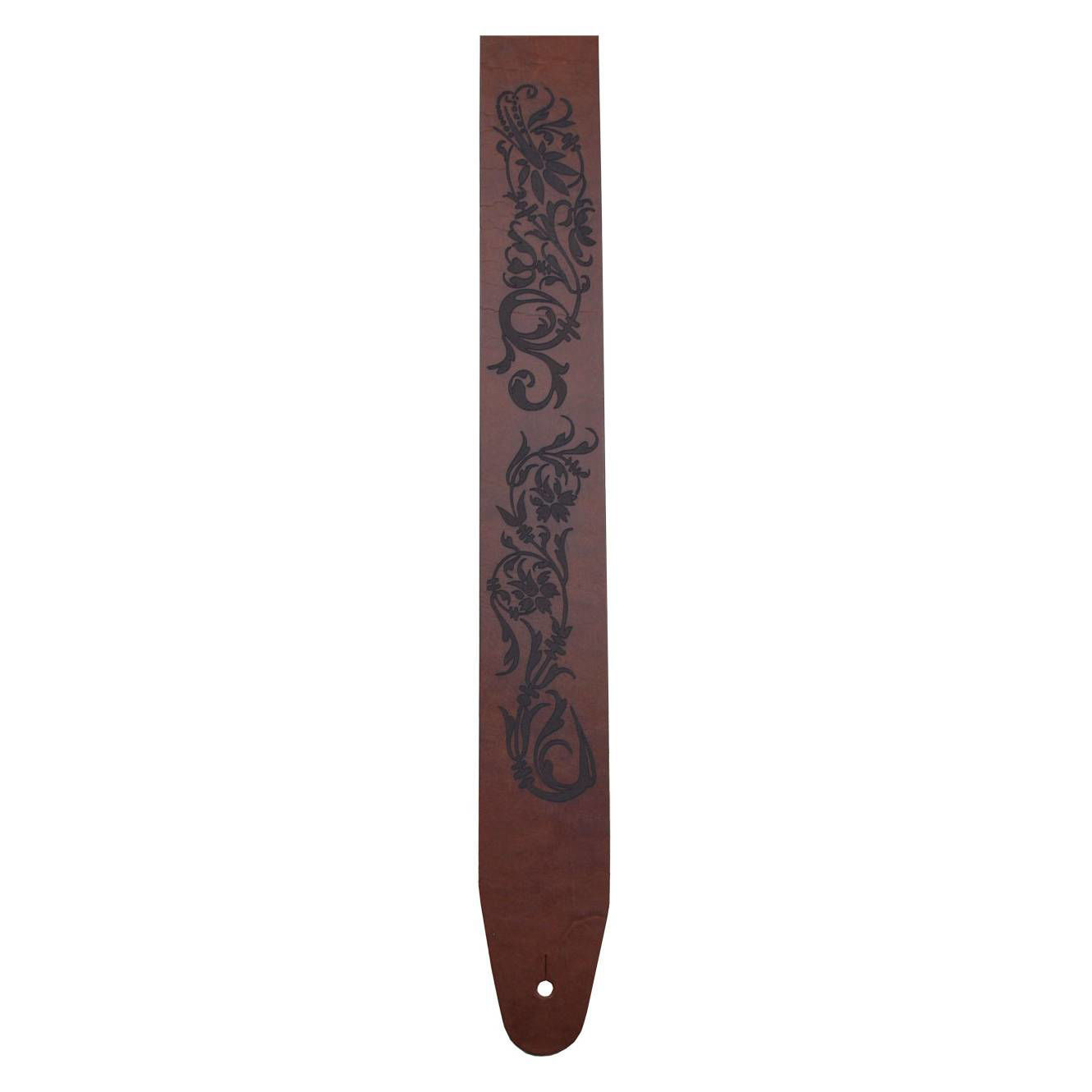 Colonial Leather Flowers Etched Leather Guitar Strap