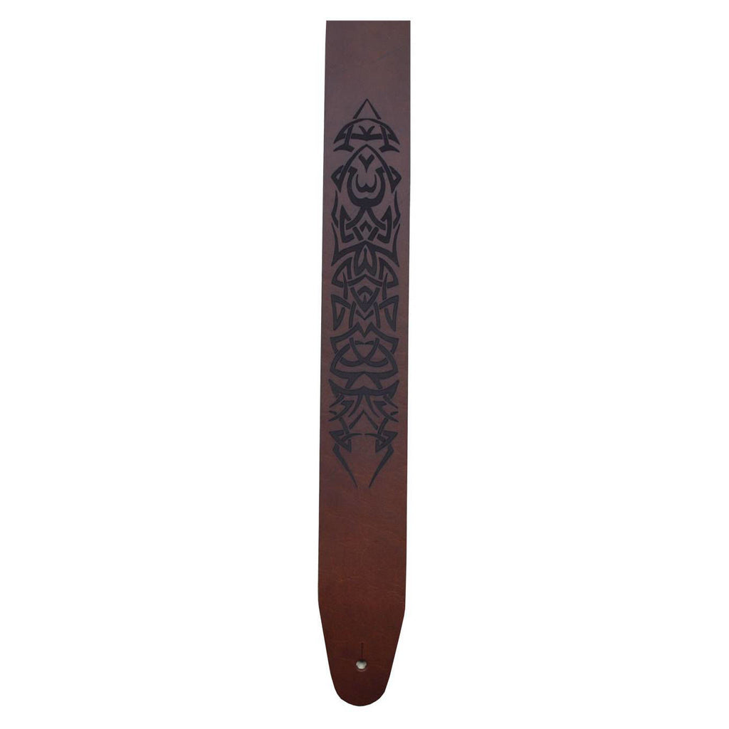 Colonial Leather Tribal Art Laser Etched Leather Guitar Strap